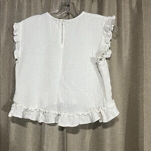 Zara White Ruffle Tank Top